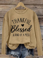 Plus Size Women's Polyester Knit Crew Neck T-Shirt Long Sleeve Casual Alphabet Pattern