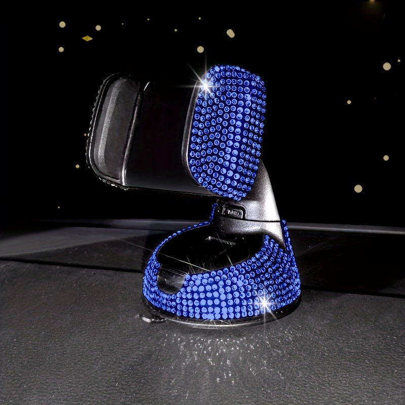 Soporte de teléfono para coche con cristales de lujo y soporte de succión giratorio para tablero y rejilla de ventilación