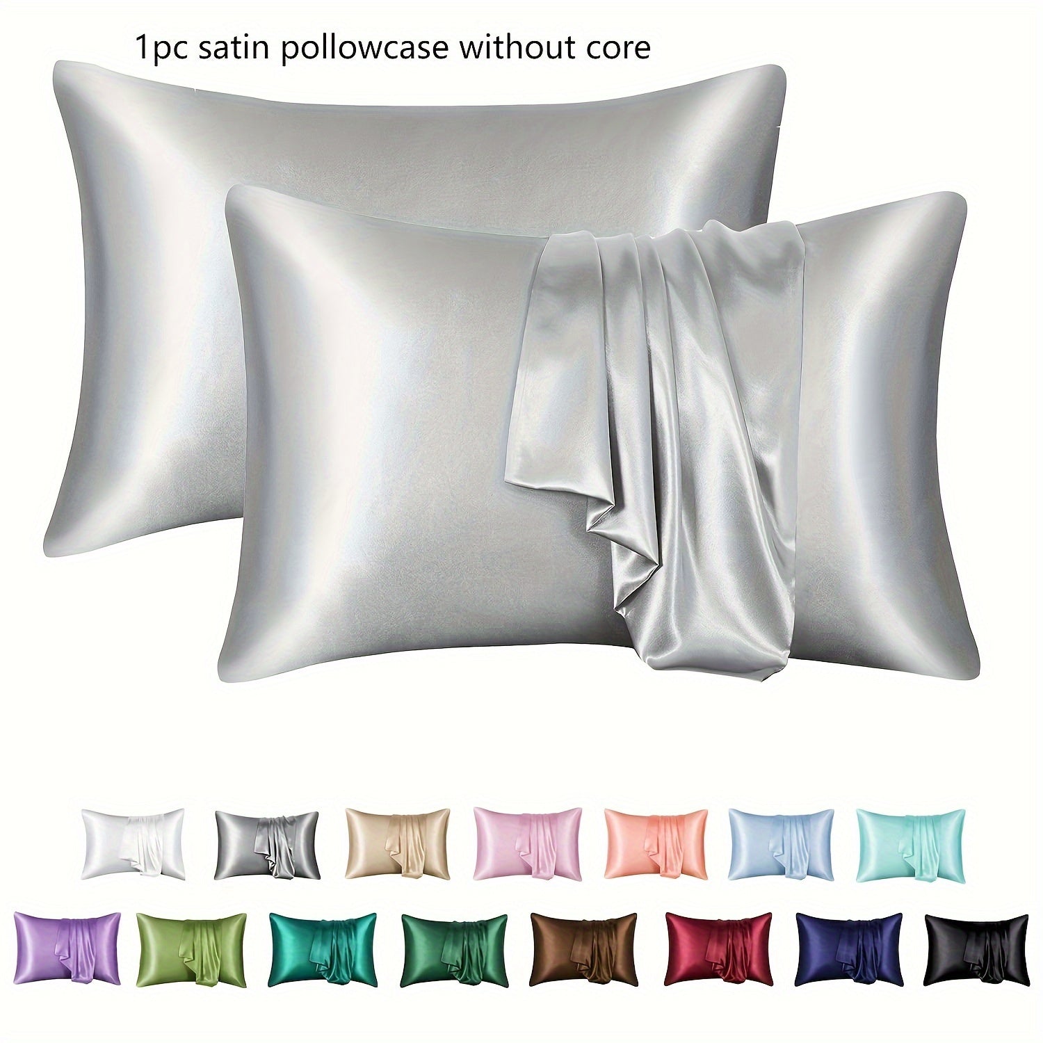 Satin Pillowcase Queen Size Black 50.8x76.2 cm Hair and Skin Care Set