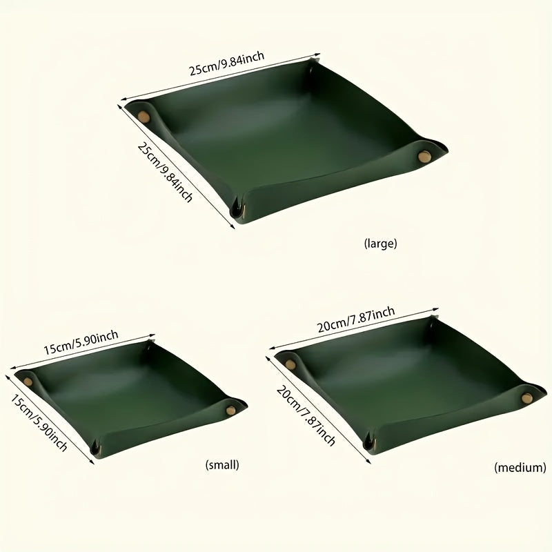 European Leather Desk Organizer for Keys Jewelry and Cosmetics Elegant Home Storage Tray