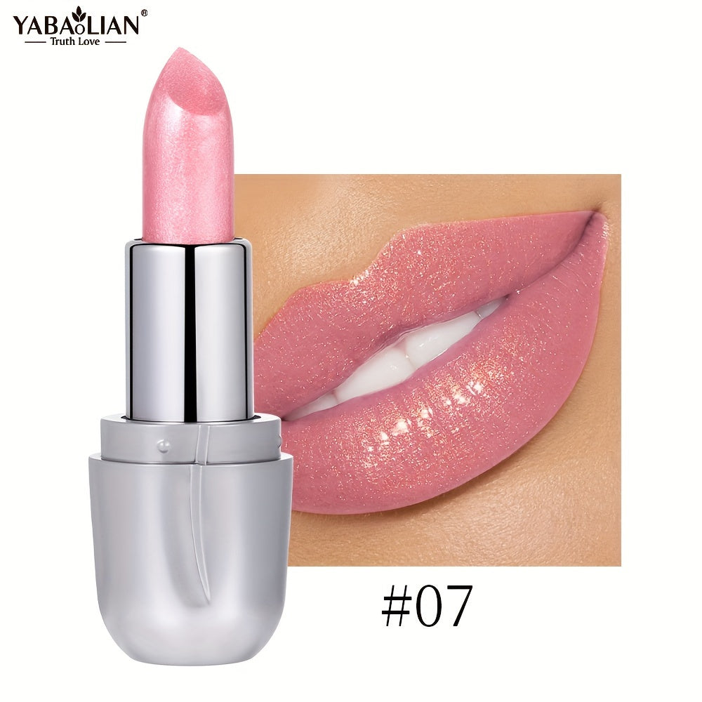 Mujer Barra de Labios Metálica de Larga Duración a Prueba de Agua con Efecto Perlado Naranja Rosa