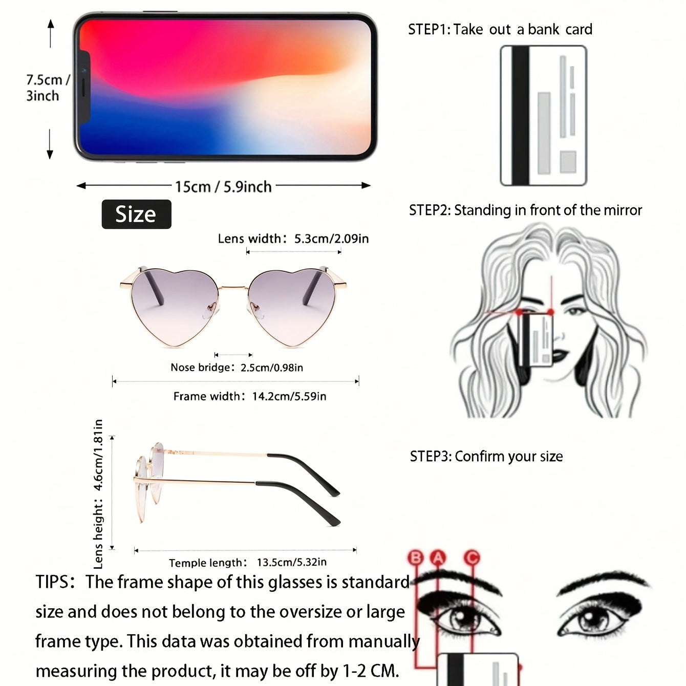 Women's Heart-Shaped Fashion Glasses Gradient Lenses Metal Frame Anti-Reflective PC for Daily Wear Beach Parties
