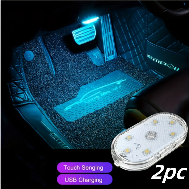 Car Interior Touch Lamp 2/4pcs LED Decorative Light USB Rechargeable
