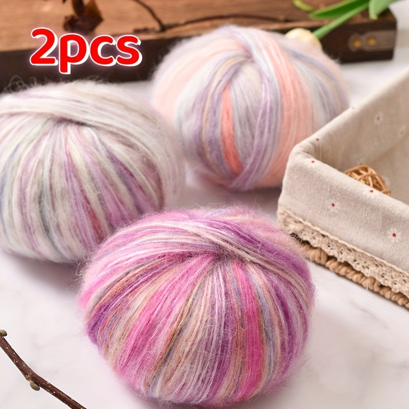 Gradient Wool Yarn 2 Bundles 100g 350m Multicolor Horse Sea for Knitting Scarves Hats
