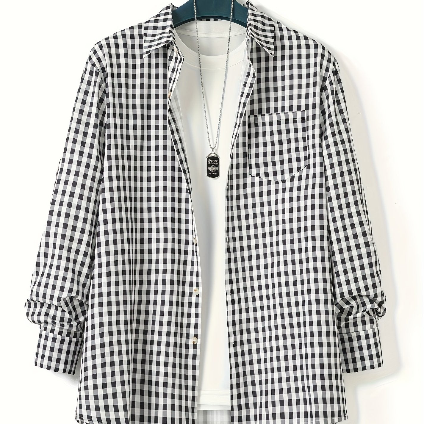 Men's Long Sleeve Plaid Shirt with Beer Festival Print Gingham Pattern Plus Size