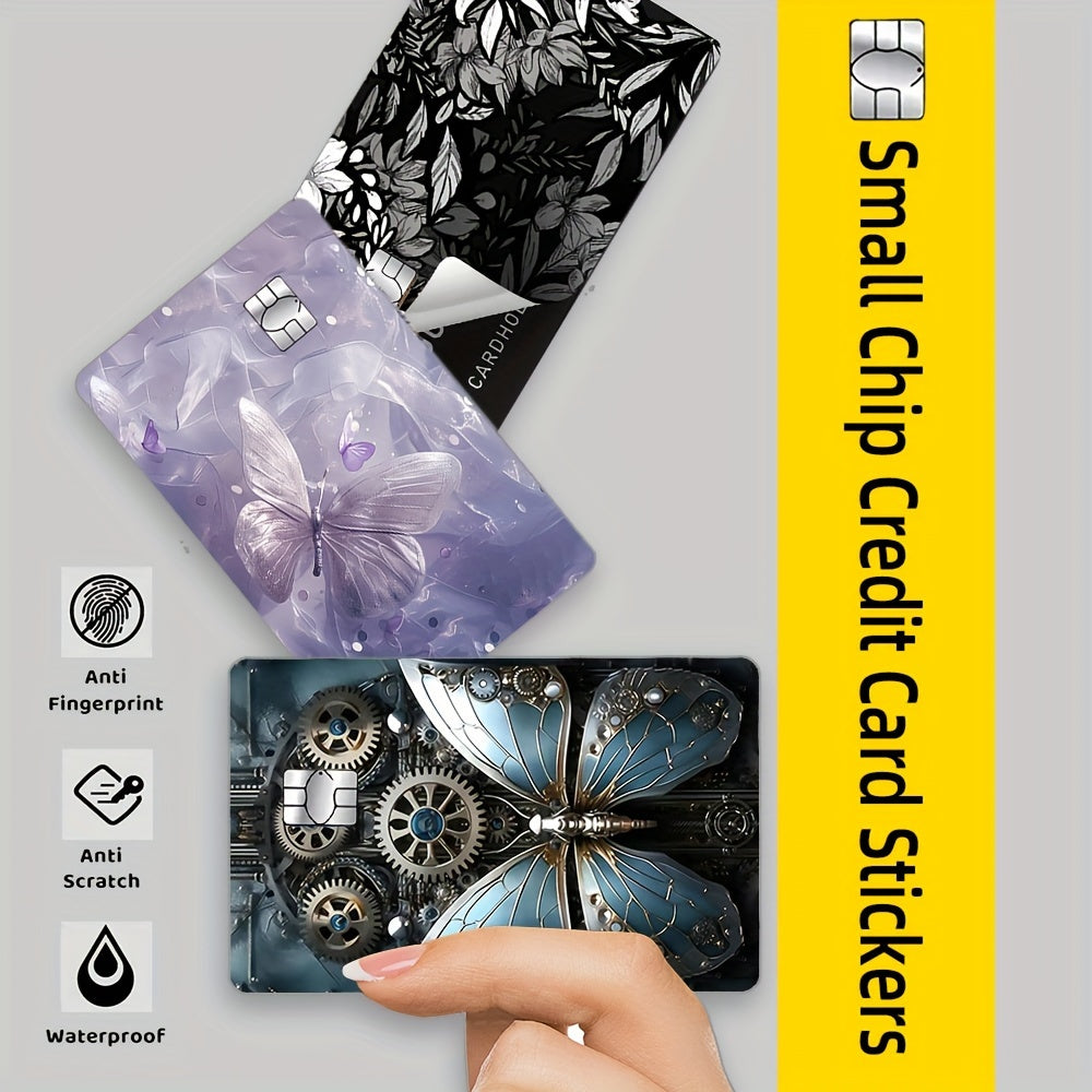 Set of 4 Waterproof PVC Butterfly Credit Card Protectors with Glamorous Designs
