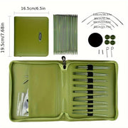 Зеленые алюминиевые оксидные спицы для вязания, подходящие для универсального изготовления свитеров.