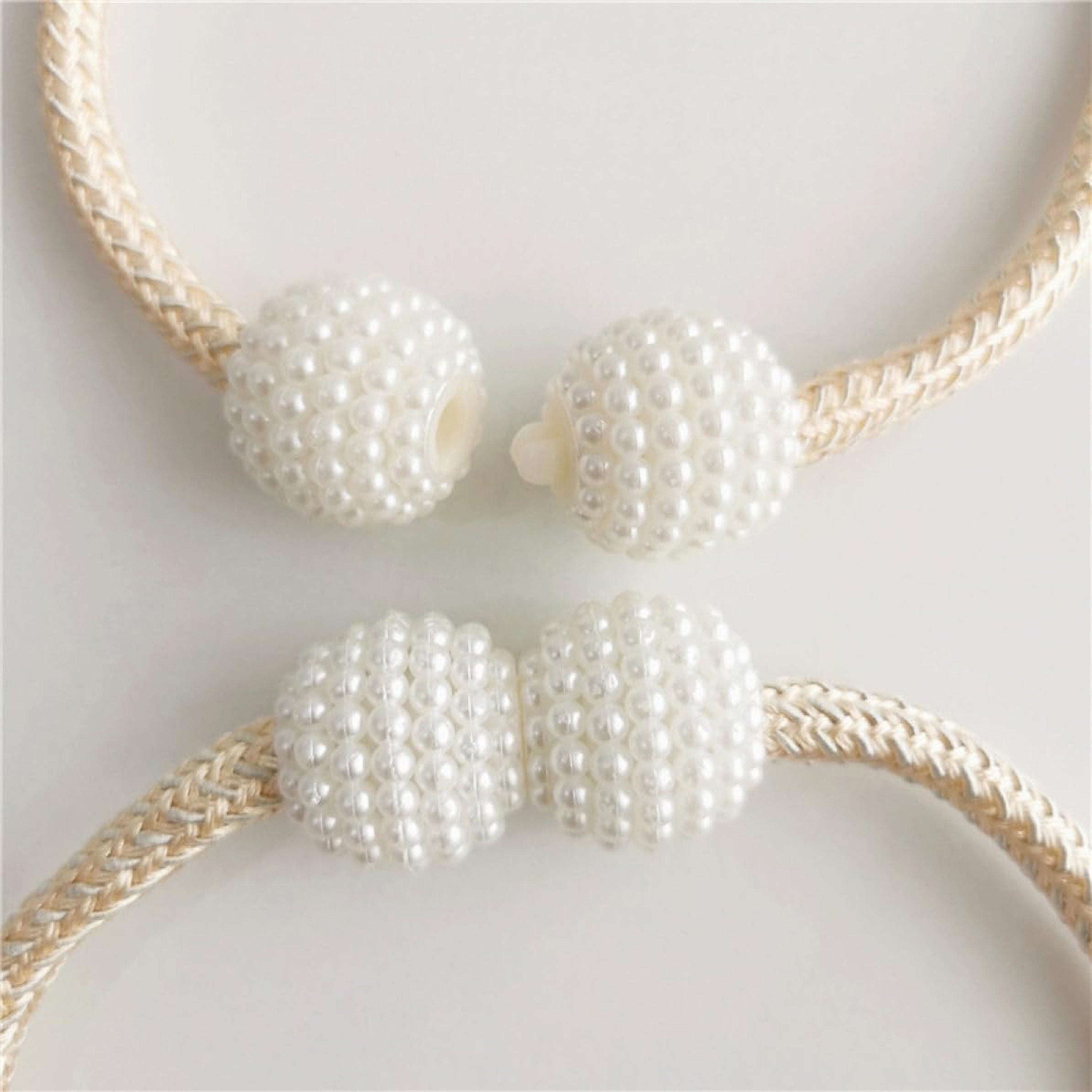 Set of Two Curtain Tiebacks with Cartoon Flowers and Faux Pearls for Bedrooms and Living Rooms