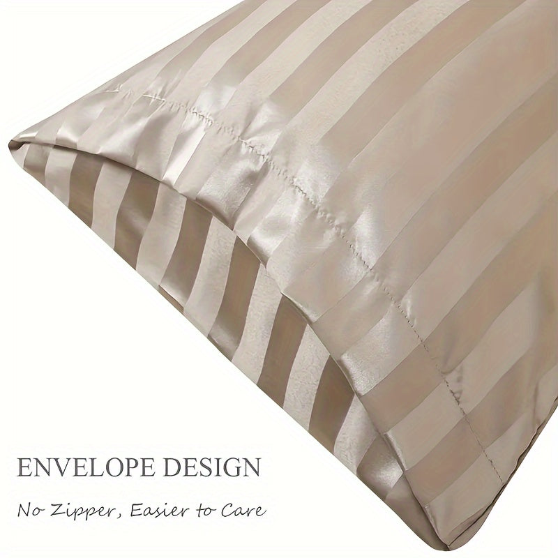 Soft Skin-Friendly Striped Satin Pillowcase with Flap Closure