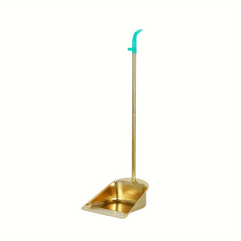 Stainless Steel Broom and Dustpan Set with Serrated Edge Long Handle Indoor Outdoor Cleaning