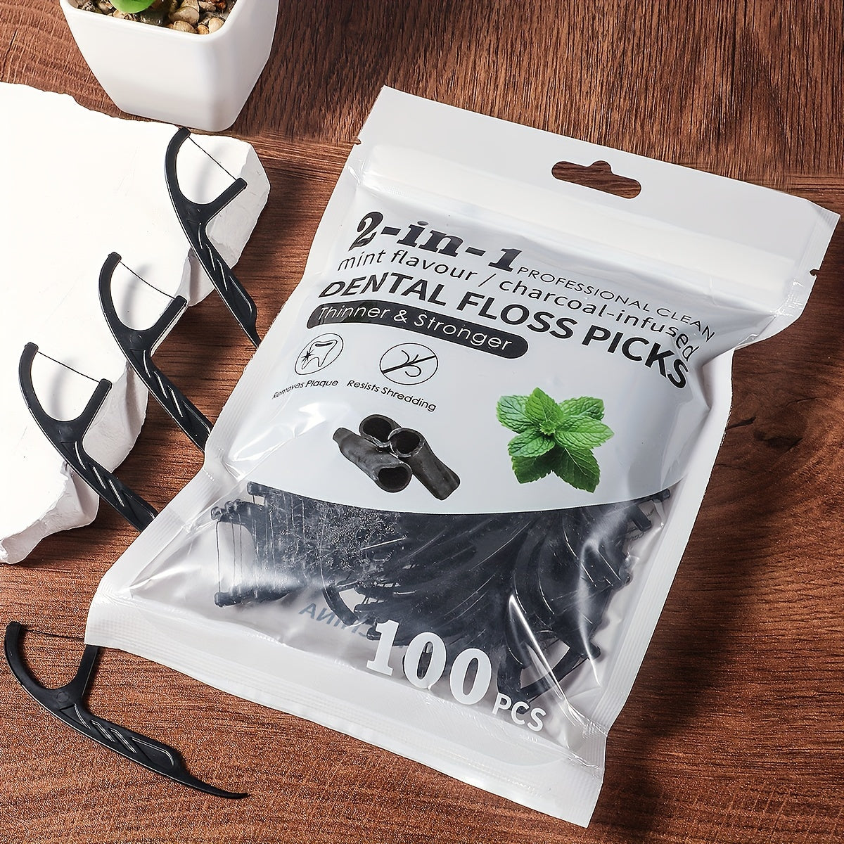 Uniseks bambuk ko'mirli tish ipi tanlovi, kesilmaydigan chiziq, kattalar uchun sayohat