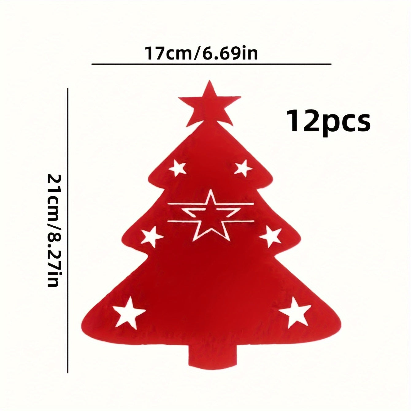 12pc Felt Mini Christmas Trees for Table Decor, Fork and Spoon Bag