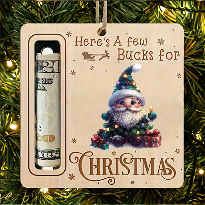 Adorno de árbol de Navidad con Santa, muñeco de nieve, galleta de jengibre, campanas, bastón de caramelo, madera artificial