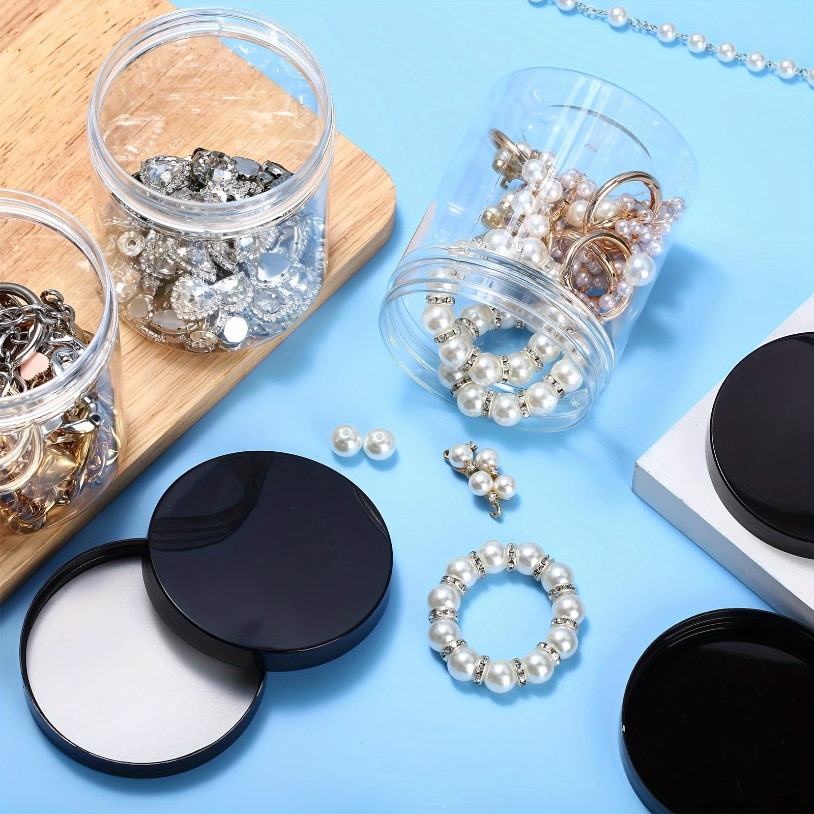 16oz Clear PET Plastic Food Storage Jar with Black Frosted Lid Pack of 6 or 8