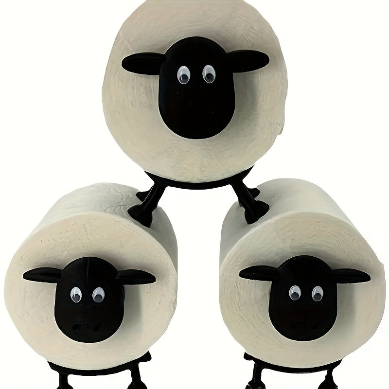 Cute Black 3D Printed Sheep Toilet Paper Holder Freestanding Bathroom Storage