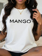 Plus Size Women's Oversized Casual T-Shirt Beige Short Sleeve Round Neck