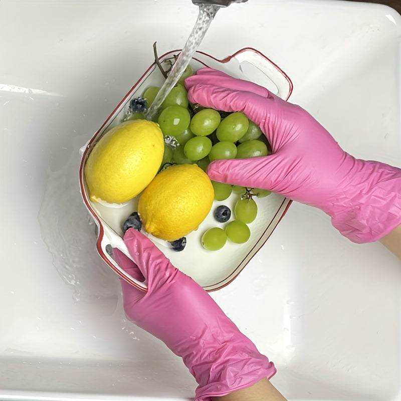 50 juft ko'p rangli bir foydalaniladigan nitril qo'lqoplar, uy tozalash va oziq-ovqat tayyorlash uchun