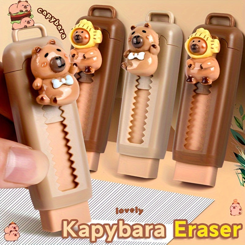 Capybara mavzusi Eraser Push-Pull dizayni sun'iy guma plastmassa oddiy chizish tasodifiy rang