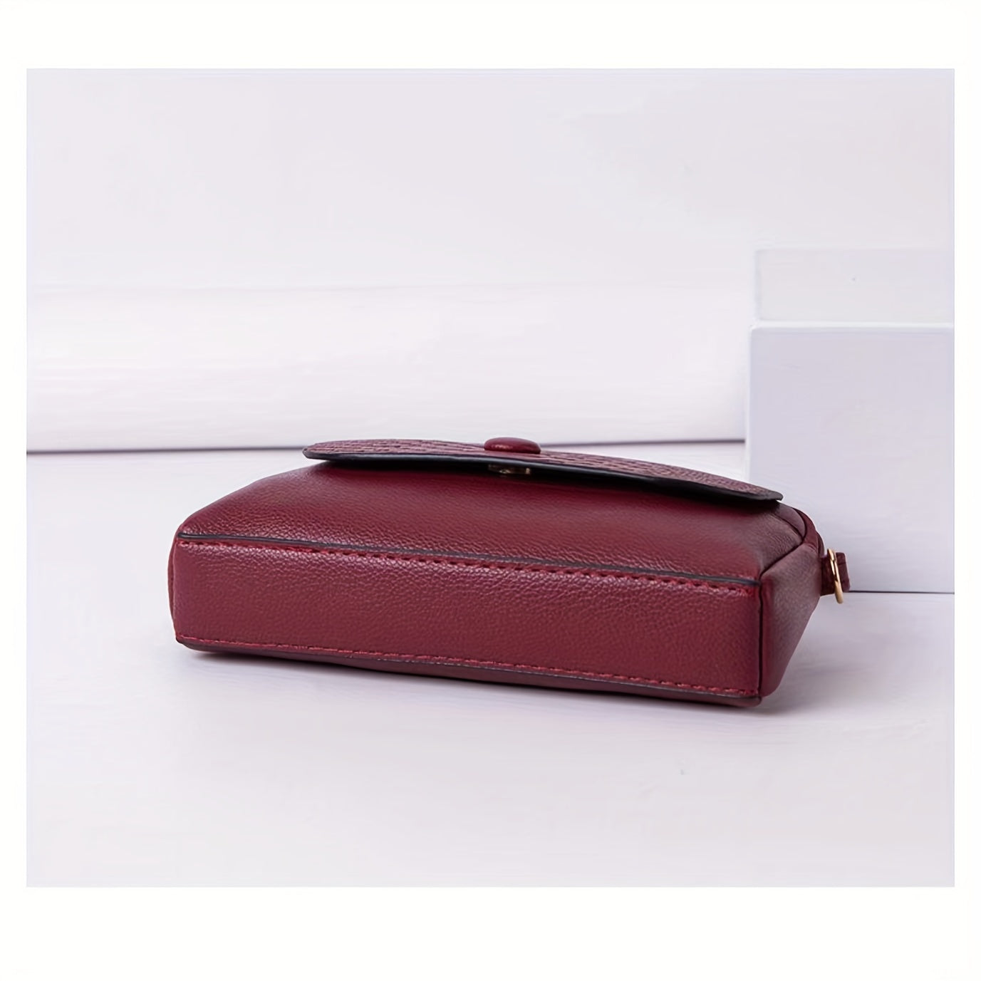 Mini Crossbody Bag for Women with Removable Strap Zipper Closure Solid Color