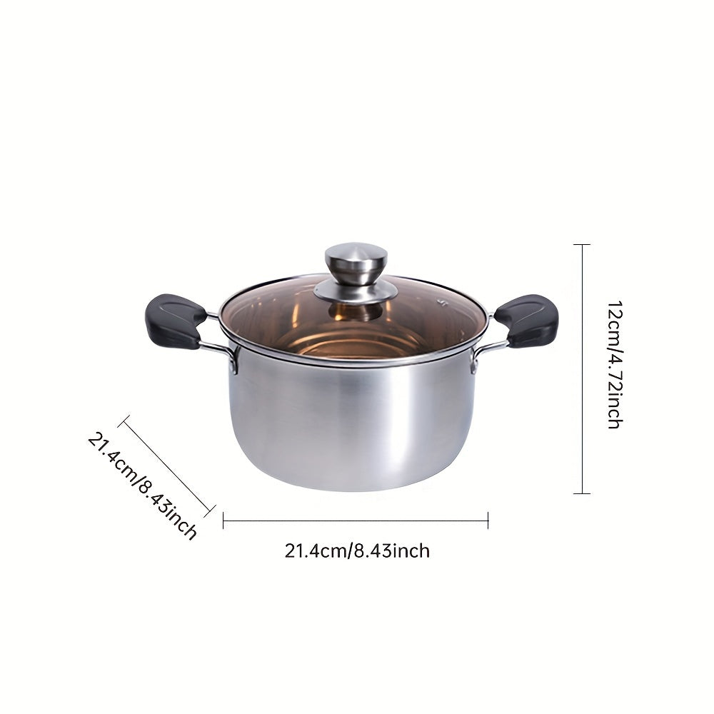 Stainless Steel Soup Pot with Lid Dual Handles Induction Safe Dishwasher Safe