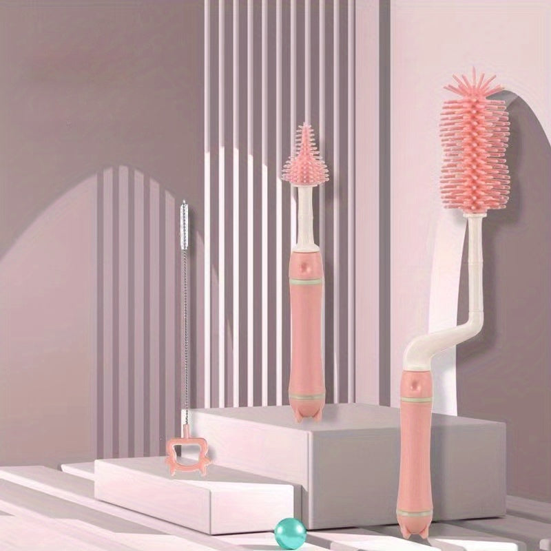 Set of 3 Soft Silicone Food Containers with Cleaning Brush for Feeding and Storage