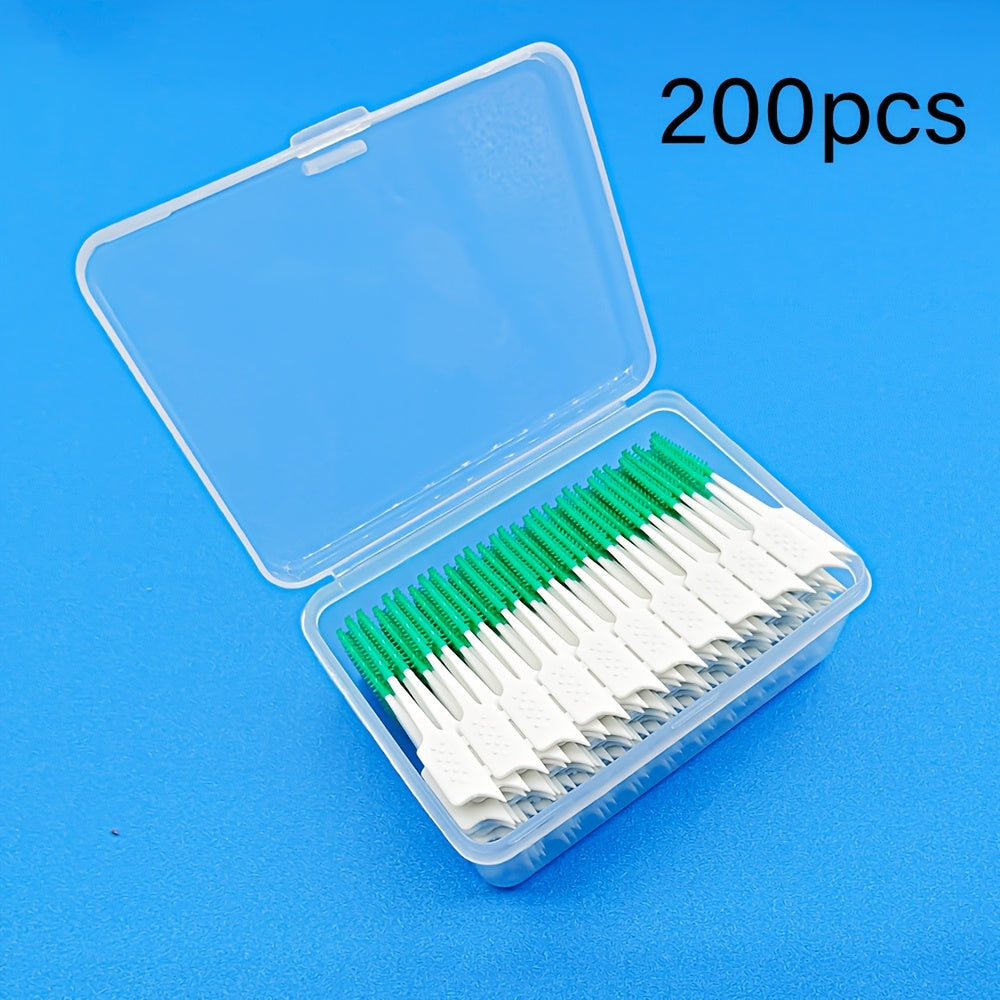 200pcs Blue Silicone Interdental Brushes Orthodontic Dental Cleaners