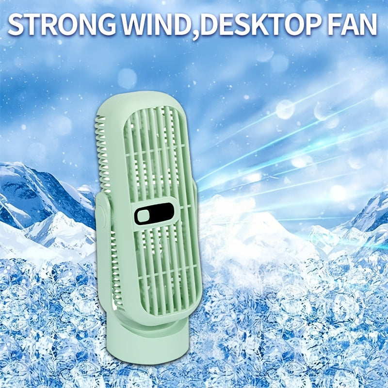 White Portable Desktop Fan with Dual Motors, 720° Adjustable Airflow