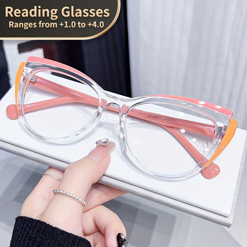 Ayollar uchun vintage mushuk ko'zli o'qish ko'zoynaklari, AC linzalari, plastik ramka, shaffof dizayn, kattalashtirish +1.0 dan +4.0 gacha, anti-tuman mato bilan birga.