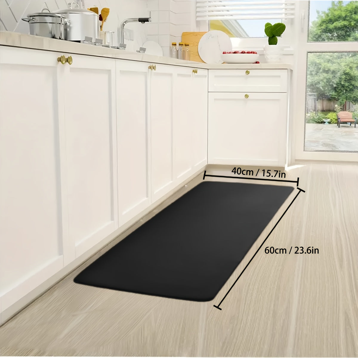 Polyester Kitchen Runner Mat Non-Slip Absorbent Low Pile Rectangular Rug