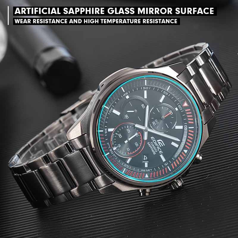Men's Business Watch Sapphire Mirror Stainless Steel Band Date Stopwatch Quartz