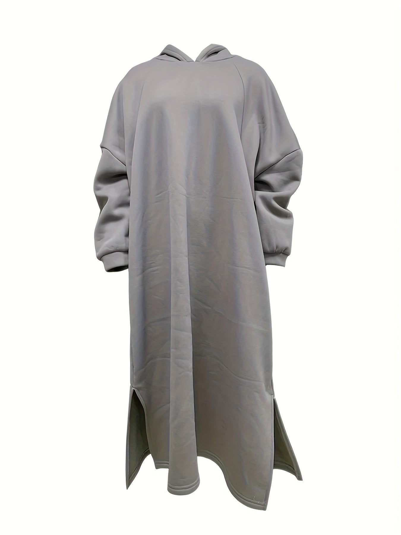 Женский флисовый оверсайз худи с капюшоном и длинными рукавами, однотонный