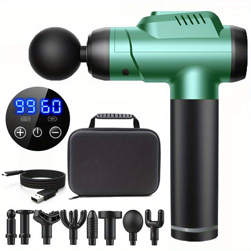 Zaryadlanadigan Fascia quroli, 8 massaj boshli, LED ekran va 99 darajadagi mushak massaji bilan