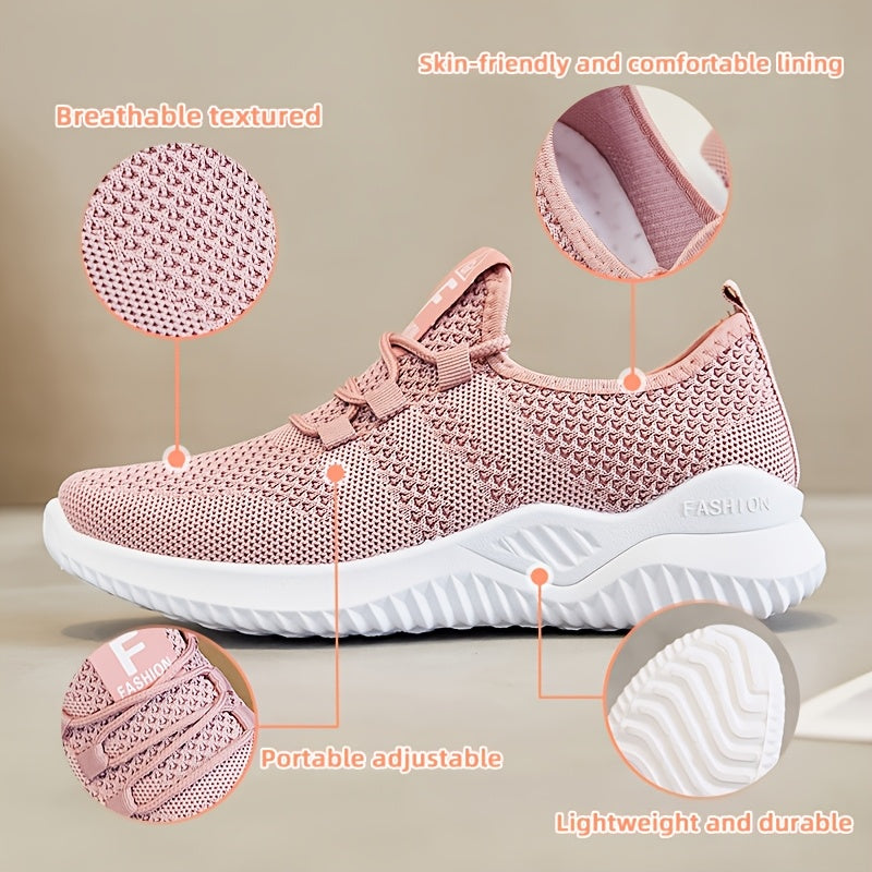 Women's Breathable Mesh Running Shoes Low Top Sneakers Pink
