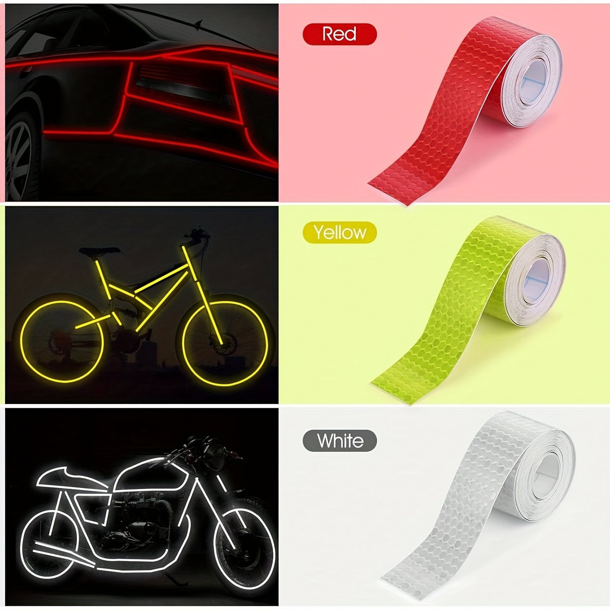 Outdoor Waterproof Reflective Warning Tape for Trailers Bicycles Cars