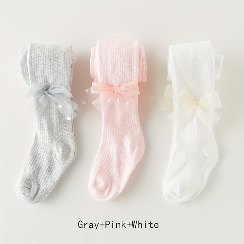 Girls' Summer Mesh Thin Tights Set of 1/2/3 for Little Girls Cotton Comfortable Outdoor