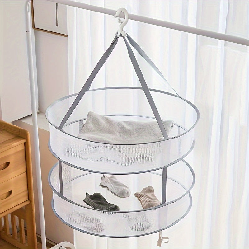 2-Tier Mesh Clothes Drying Rack Foldable Portable Indoor Outdoor Laundry Hanger