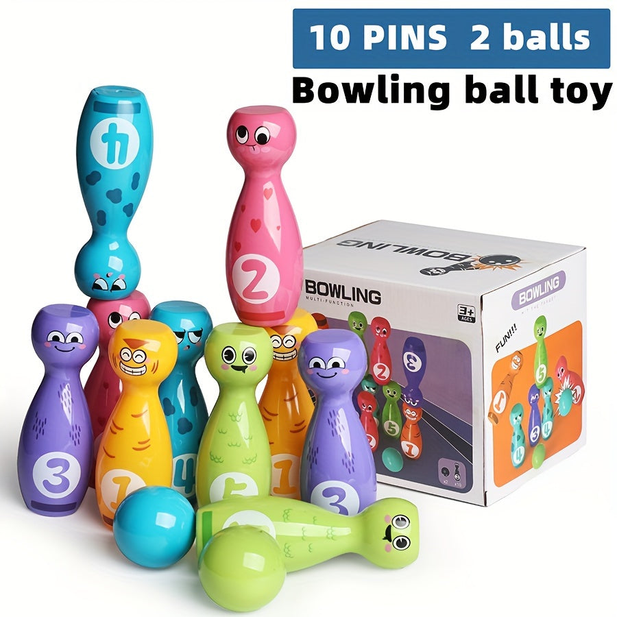 Toy Bowling Set for Kids 3+ with 10 Pins and 2 Balls Indoor Outdoor Play