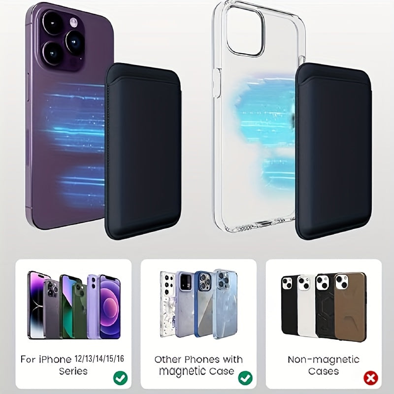 Slim Magnetic Card Holder Wallet for iPhone 16/15/14/13/12 Pro Max No Battery