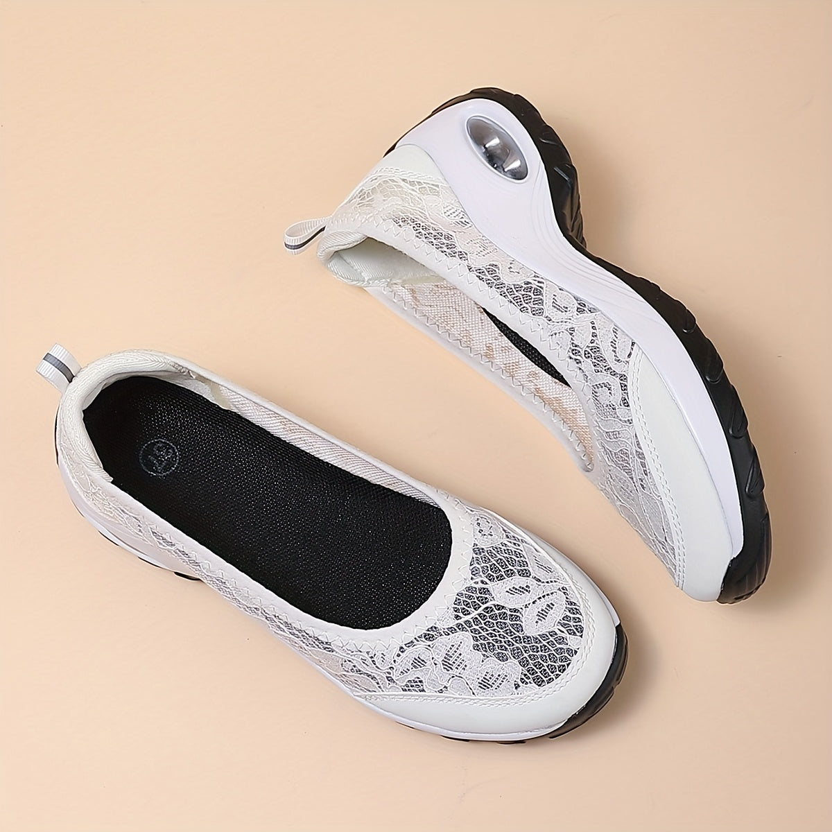 Women's Summer Casual Sneakers White Slip-On Low-Top Floral Fabric Lightweight