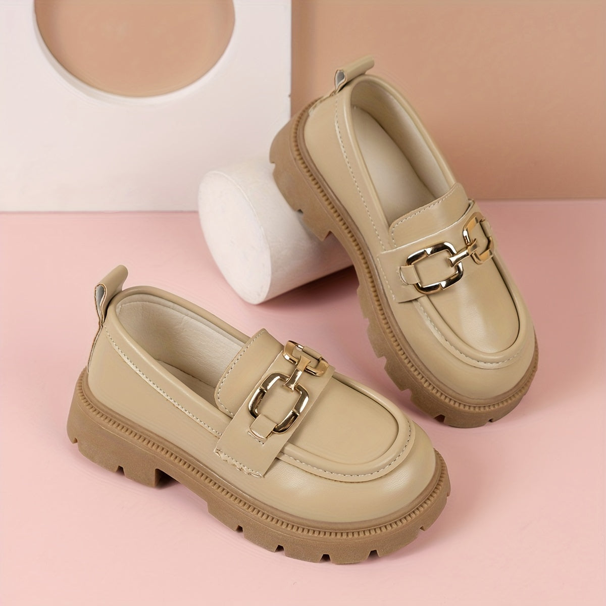 Girls Non-slip Horsebit Loafers with Light Up Embellishment for Spring and Summer