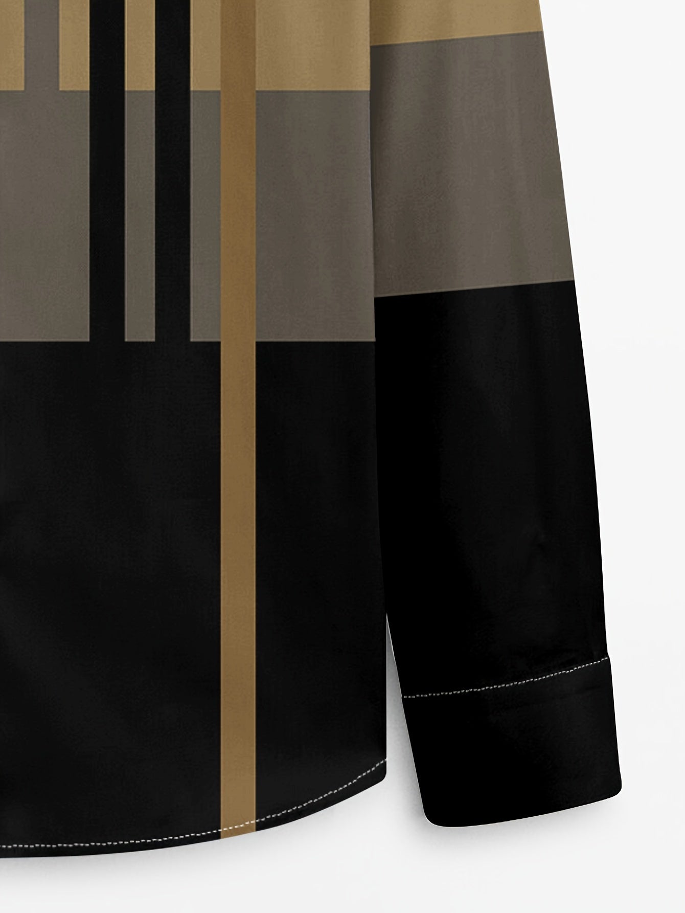 Men's Casual Printed Long-Sleeve Shirt Breathable Spring Autumn Polyester Button-Up