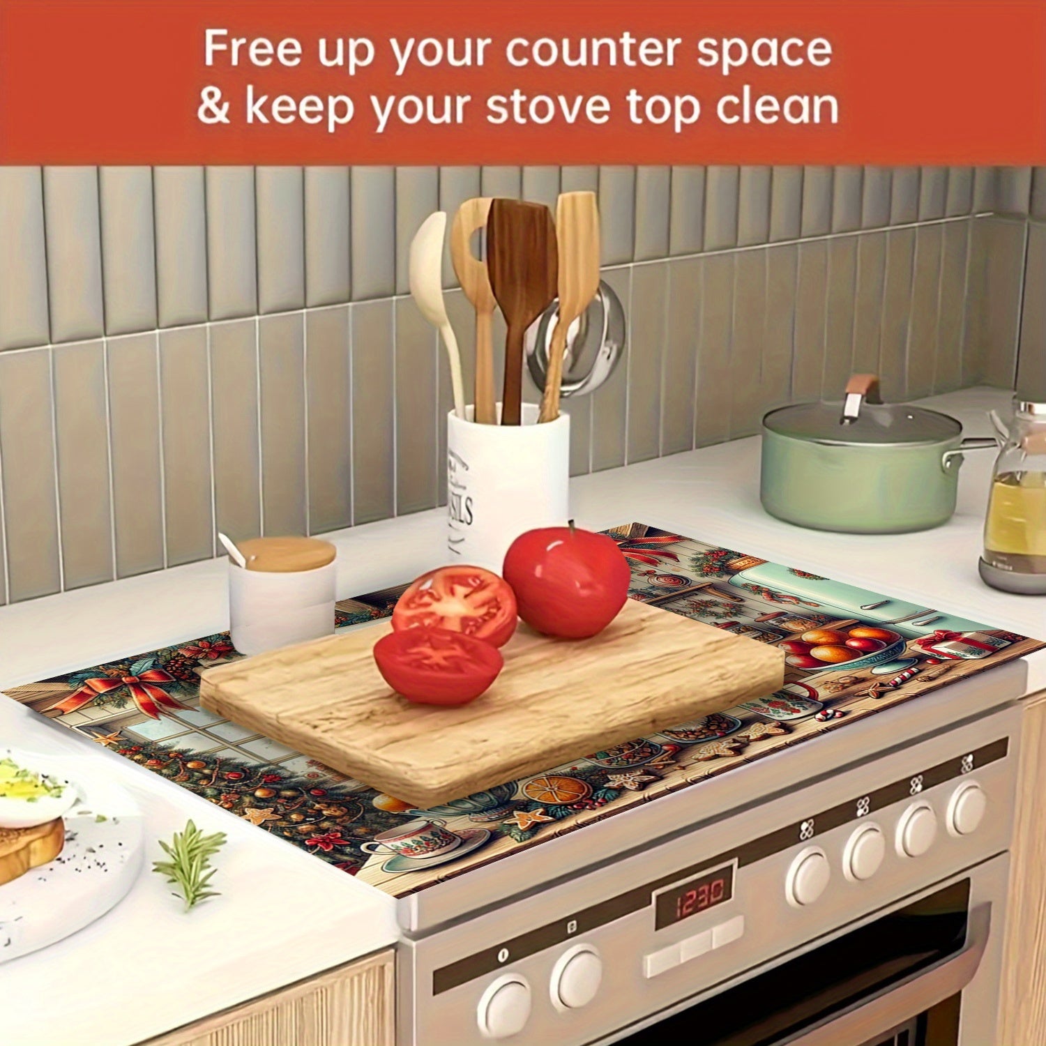 Christmas Snowman Stove Cover Waterproof Anti-Slip Heat Resistant for Electric Glass Cooktops