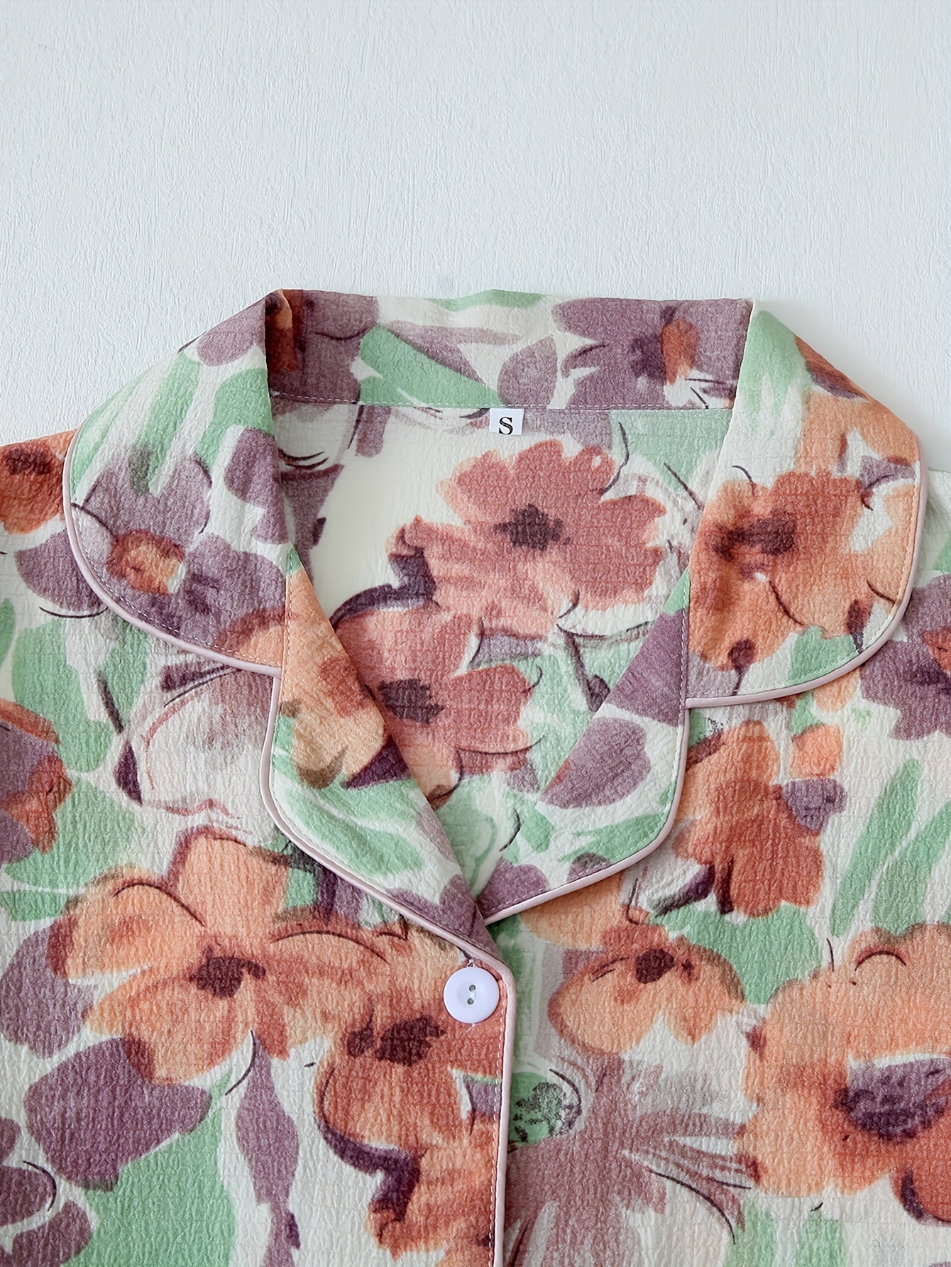 Plus Size Floral Print Boho Sleep Dress Short Sleeve Nightgown