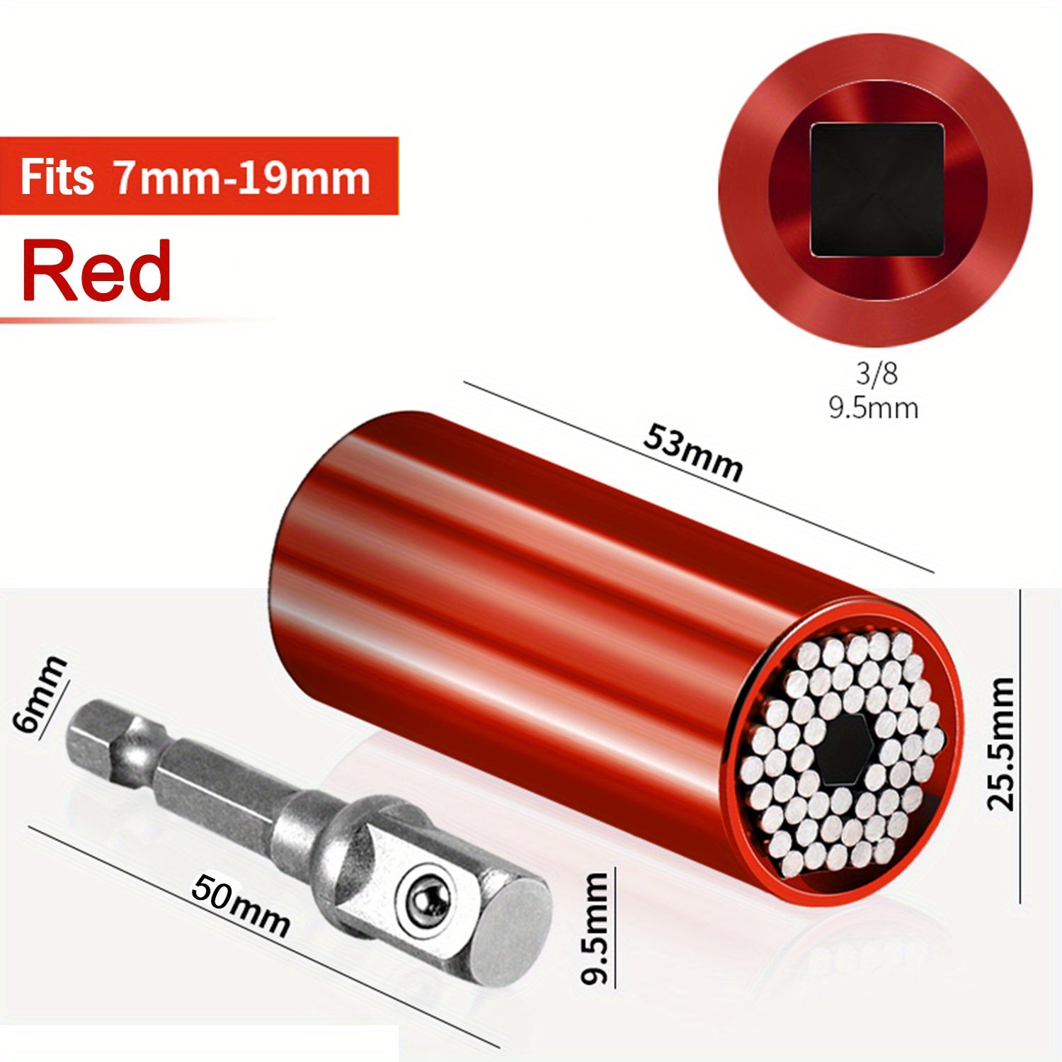 Universal Socket Wrench Set 7-19mm with Impact Sockets Adapter for Power Drill