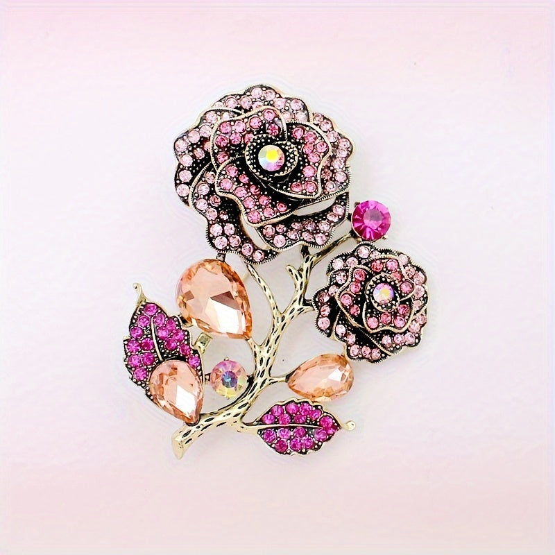 Vintage Style Camellia Flower Brooch Set Alloy Jewelry for Women and Girls