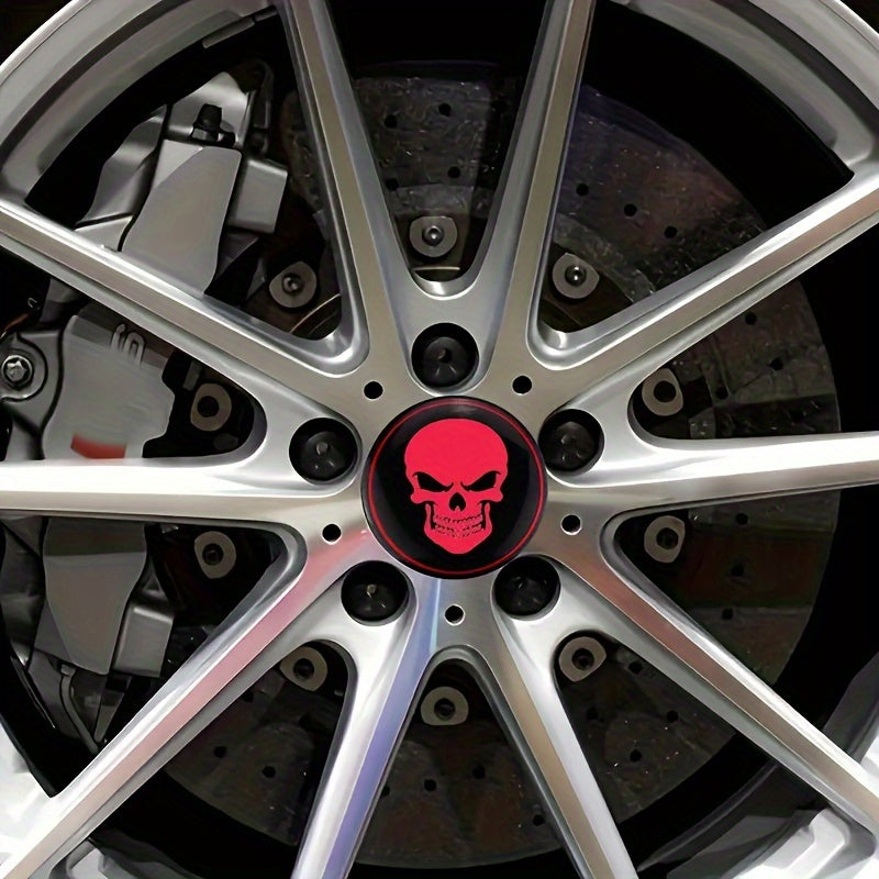 4pcs Car Wheel Center Hub Caps 56mm 3D Emblem Stickers Skull Cover