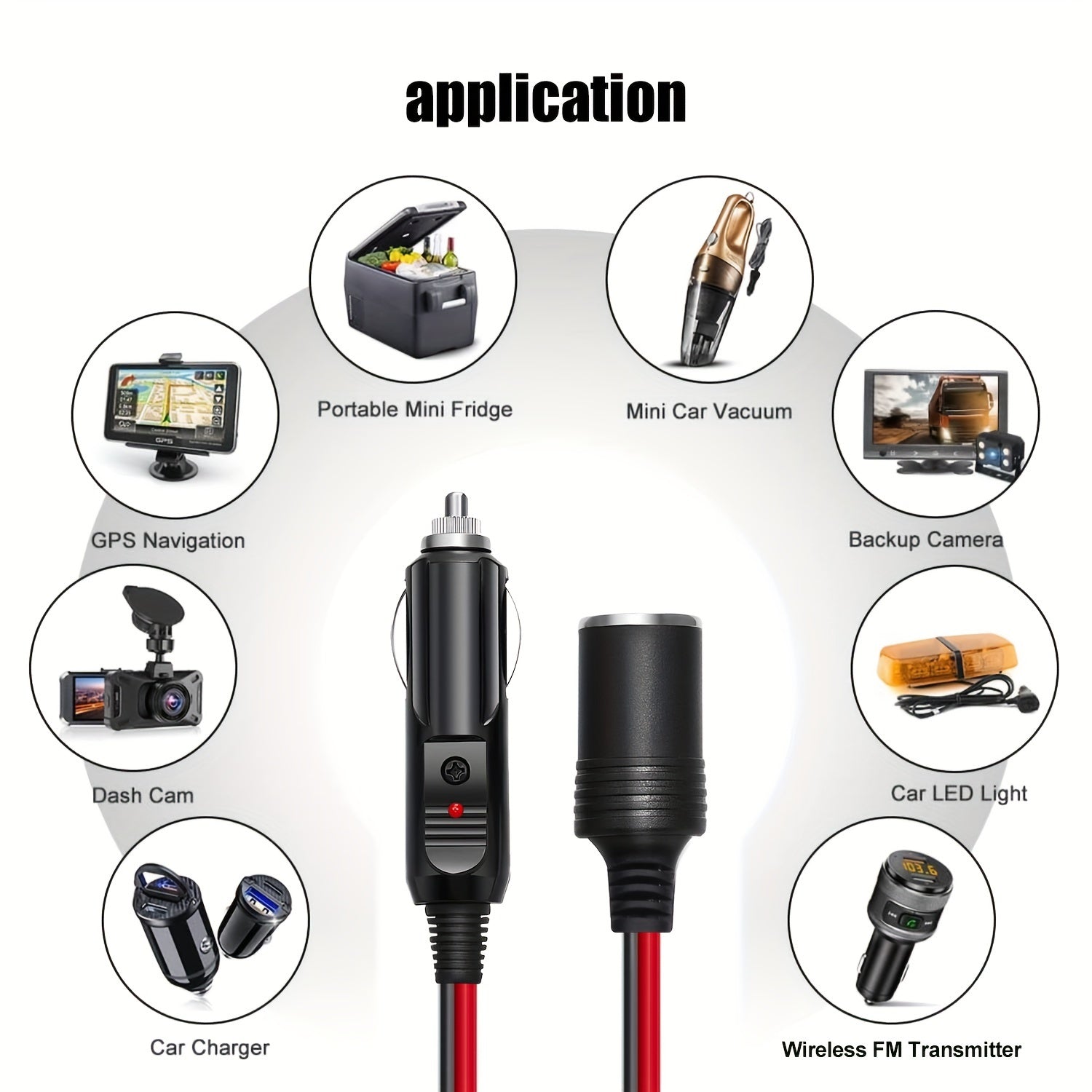 Avtomobil sigareta yong‘oqchi splitter adapteri Y-shakl 2 ro‘yxat 16AWG kengaytirish