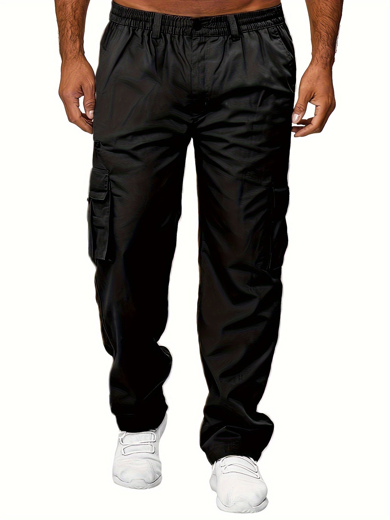 Oversized Cargo Pants for Big and Tall Men with Side Pockets Polyester Casual Spring Summer