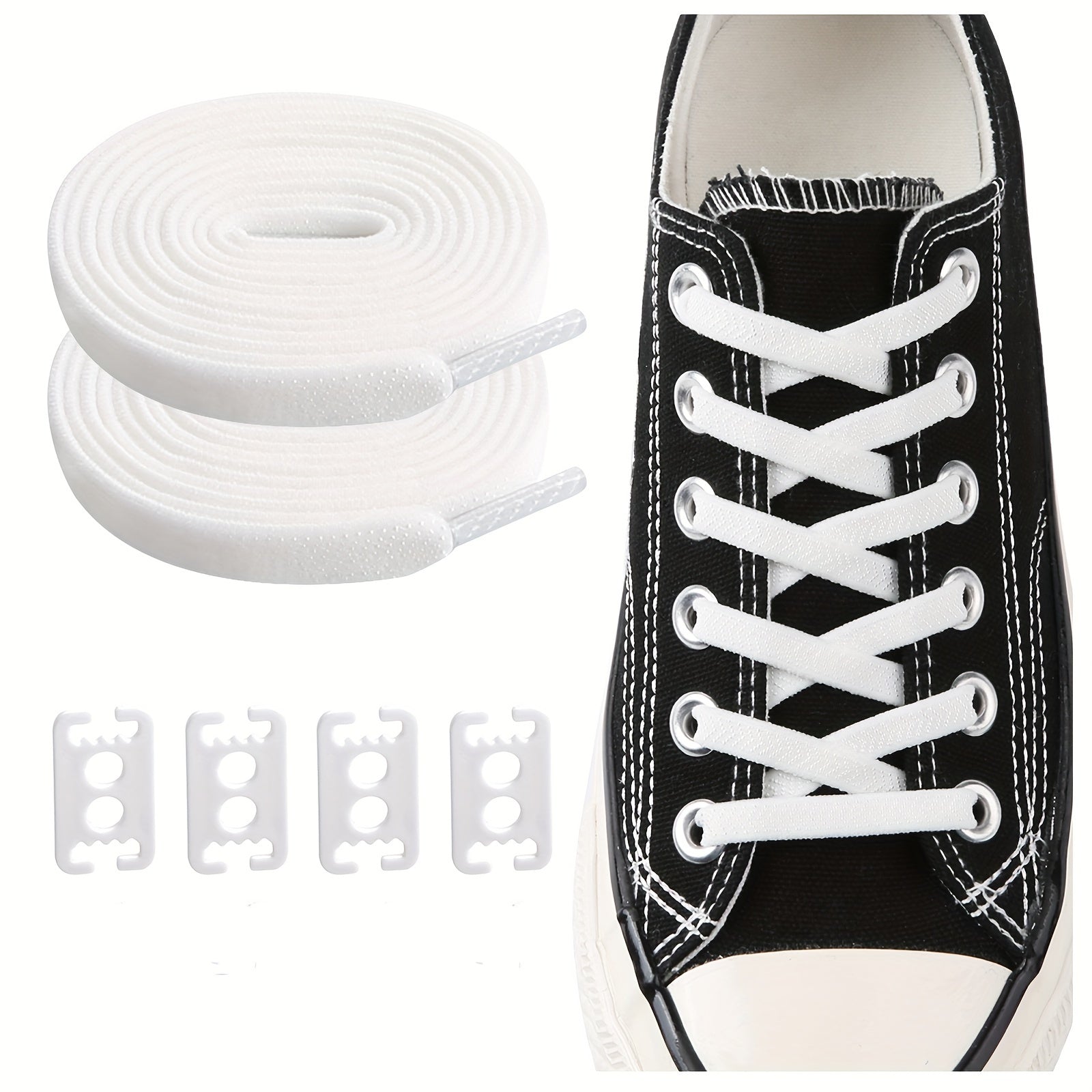 1 Pair Elastic No-Tie Shoelaces for Sneakers Canvas Shoes