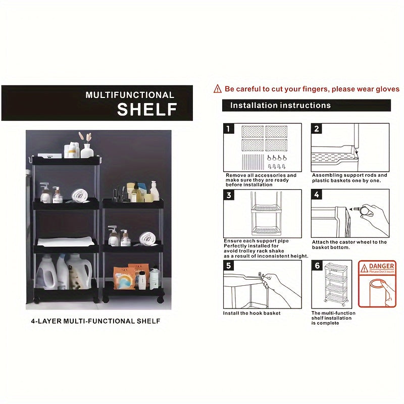 Carro de almacenamiento con ruedas multiusos con múltiples niveles para baño, cocina y sala de estar